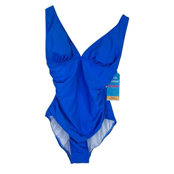 Swim Solutions Tummy Control Plunge One Piece swimsuit copen blue - 8 - Picture 3 of 13